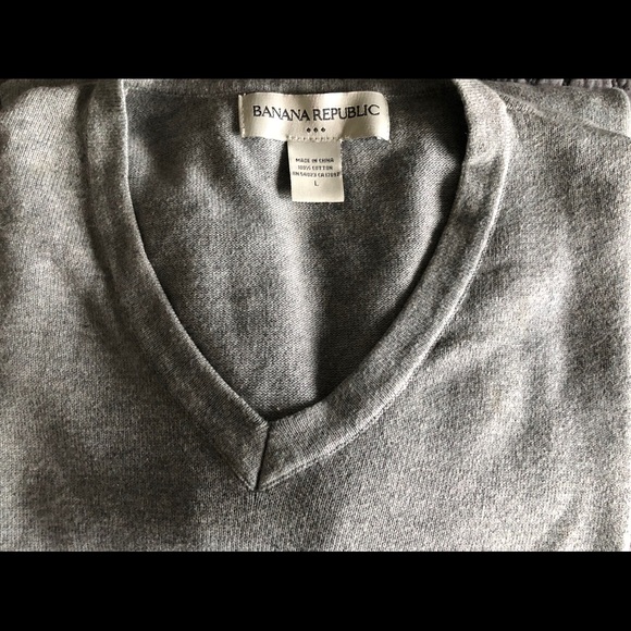 Banana Republic Grey V-Neck Sweater - Picture 1 of 6